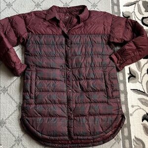 Prana Maroon Plaid Globe Thistle Down Jacket